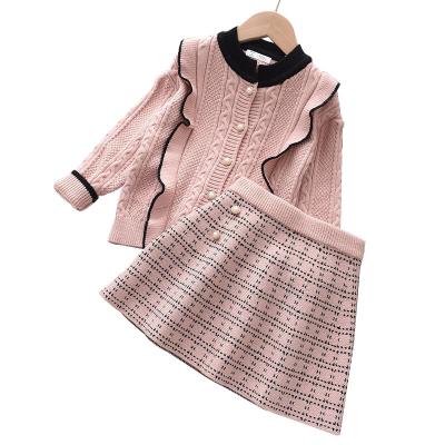 China Bear Leader Sweater Skirt Set Clothing Outfit Baby Girls Newest Winter Knitted Ruffles 2pcs Kids Fashion Korean Clothing 2021 for sale