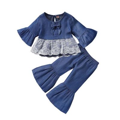 China Bear Leader Girls Clothing Sets 2022 New Fashion Children Suits Top and Demin Pants Kids Outfits Casual Clothes for sale