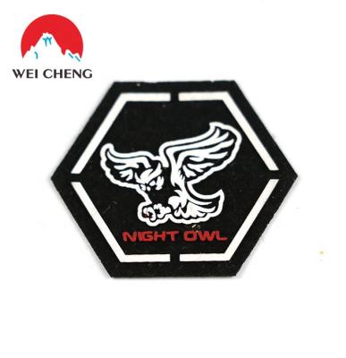 China Custom Embossed Soft Label Rubber Cap 3D Silicon Patch Viable For Uniform for sale