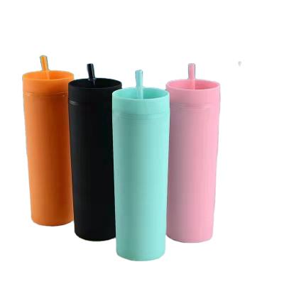 China Sustainable Juicer Bottle Plastic With Straw Straight Cup Multi-Colored Water Bottle for sale