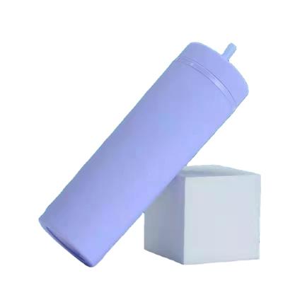 China Viable Plastic Bottles Wholesale Plastic Beverage Bottles With Straw 16oz Matte Acrylic Skinny Tumbler for sale