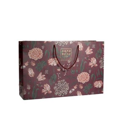 China Luxury Sedex Logo Design Paper Bag Full Color Printing Bag Floral Vintage Gift Bag Customized Factory Customized Recyclable for sale