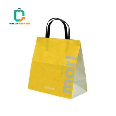 China Guangzhou Recyclable Factory Machine Made Custom Printed Brown Paper Bags Kraft Paper Bags Cheap Take Away Single Packaging Bag With Handle for sale