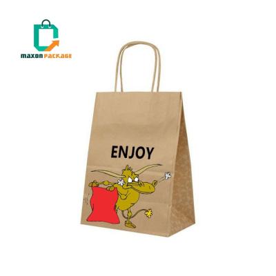 China Promotion Recyclable Cheap Recycled White Twisted Kraft Paper Handle Shopping Custom Printing Paper Bag With Logo Print for sale