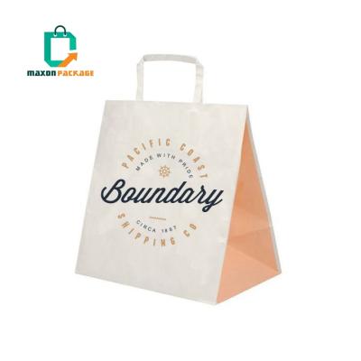 China Sedex Tote Bag Brown Eco-Friendly Recyclable Custom Color Printed Restaurant Fast Food Kraft Paper Take-Out Bag With Logos for sale