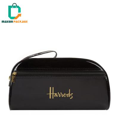 China Custom high quality China factory large capacity small zippered leather cosmetic bag for sale