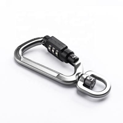 China Heavy Industry 3 Digit Password Combination Swivel Eye Bolt Lock Hook Snap Zinc Alloy Carabiner Hook For Security for sale