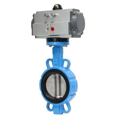 China General Soft Ductile Seal DN40-DN400 Wafer Seal Iron Impeller Rubber Lined Pneumatic Butterfly Valve for sale