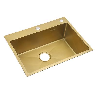 China Without faucet new fashion nano kitchen sink customization kitchen sink gold stainless steel handmade kitchen sink for sale