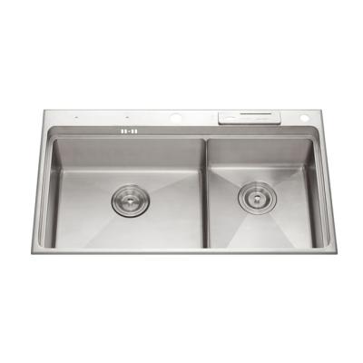 China With Faucet Dasen 304 Stainless Steel Double Bowl Kitchen Sink RV Sink for sale