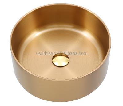 China Modern Stainless Steel Bathroom Sink PVD Gold Nano Outdoor Wash Basin Sinks for sale