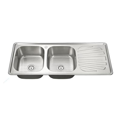 China With Faucet Stainless Steel Kitchen Sink Morocco Double Bowl Kitchen Sink With Splash Guard for sale