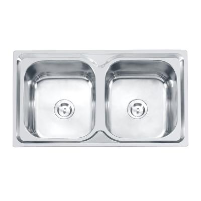 China With Durable Square Kitchen Sink Double Bowl Faucet Factory 8050 Stainless Steel Double Bowl Sink Manufacturers for sale