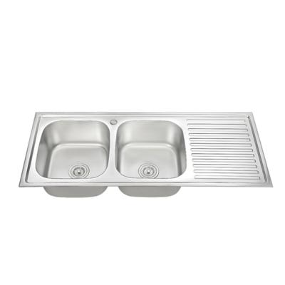 China With Faucet Dasen Brush Surface Treatment Kitchen Sink Double Bowl With Drainer for sale