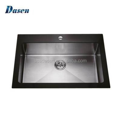 China With Faucet Tempered Glass Single Bowl Double Hole Kitchen Sink for sale