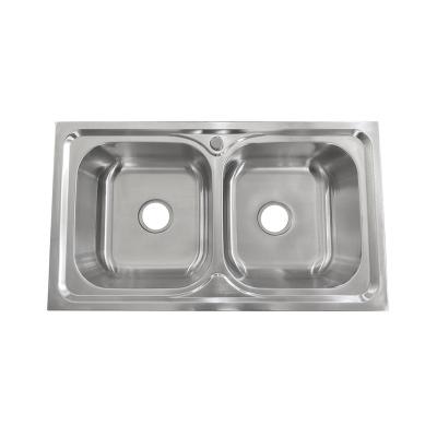 China Without Faucet DS12050E Saber Certificate For Stainless Steel 304 Lay On Kitchen Sink Double Bowl for sale