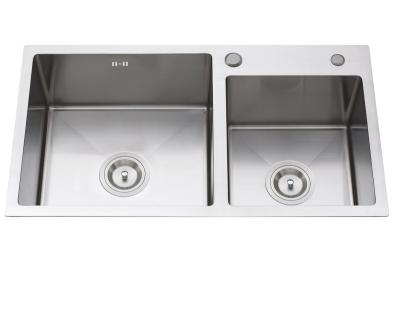 China With Faucet Abovemount Double Bowl Stainless Steel Pro Handmade Kitchen Sink for sale