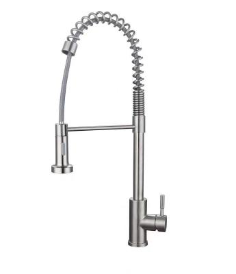 China Single Bowl Hot And Cold Water Mixer With High Arc Spout Pull Out Kitchen Faucet for sale