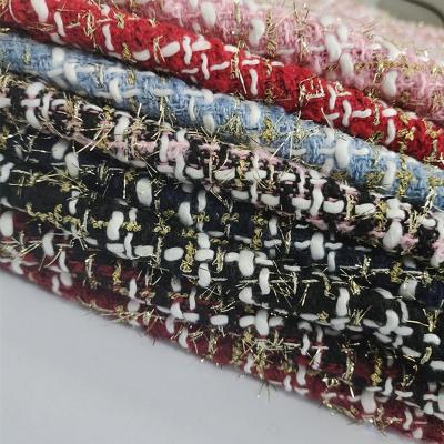 China Wrinkle Resistant Colorful Polyester Heavy Tweed Woven 100% Wool Like Fabric For Female Overcoat for sale