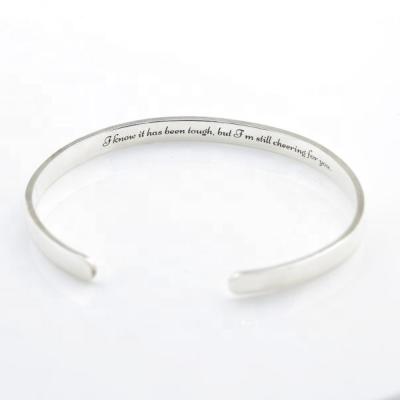 China Environmental Friendly 925 Sterling Silver Personalized Jewelry, Custom Letter Cuff Engraving Bracelet For Women for sale