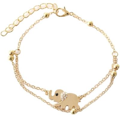 China 2021 Environmental Friendly Custom Anklets, 14K Gold Plated Elephant Anklets, Lovely Double Copper Anklets For Girls for sale