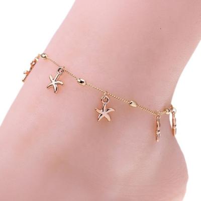 China Eco-Friendly Custom Made Women Gold Anklets Foot Jewelry, Trendy Starfish Pendant Anklet For Women for sale