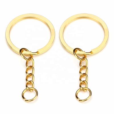 China Environmental friendly brass with yellow gold plated unisex chain, simple customized charm gold key ring for sale