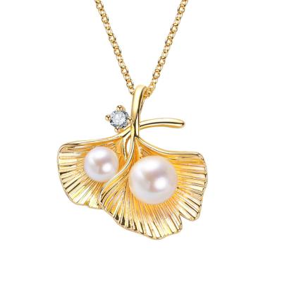 China Popular Semicircular Pendant Necklace Jewelry Gold Foil Pearl Freshwater Jewelry for sale