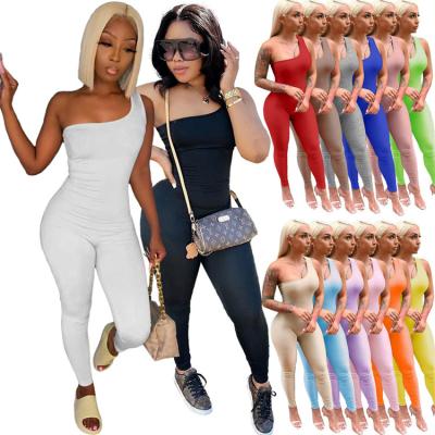 China Free Sample Breathable Summer One Shoulder Jumpsuit Casual Sexy Jumpsuits For Women Sexyone Shoulder Romper for sale