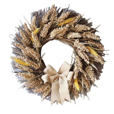 China 2021 Cheap Vintage Door Decoration Factory Supply Autumn Harvest Wheat Garland With Artificial Canvas Arch for sale