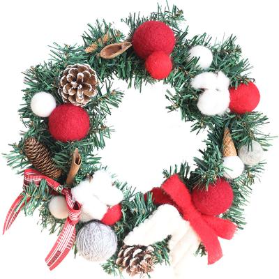 China 2022 Decoration Manufacturer Spot Top Quality Christmas Wreath Felt Ornaments With Bow For Home Decoration for sale