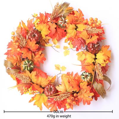 China High Quality Braid Garland Sweet Decor Halloween Tinsel Decorative Wreath Maple Leaf Pumpkin Braid Wreath for sale