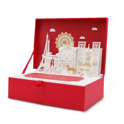 China High Quality Handmade Wholesales 3D Pop Up Box Packaging 3d Gift Box Pop Up Greeting Cards for sale