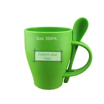 China Sustainable Custom Water Logo Wheat Fiber Plastic Cup Coffee Mug for sale