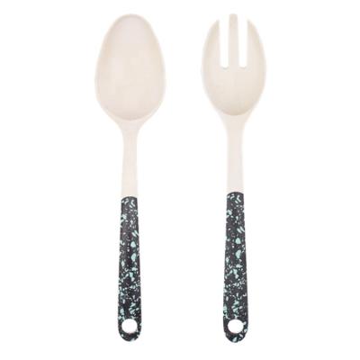 China Viable Wholesale Custom Printed Tableware Bamboo Fiber Salad Spoon And Fork for sale