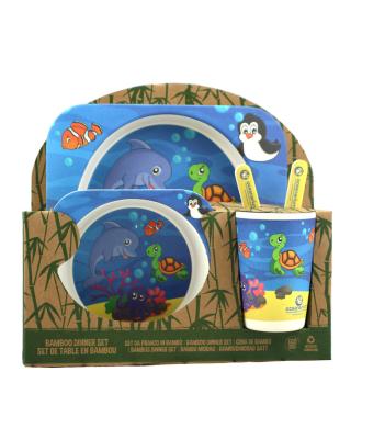 China 5pcs Sustainable Biodegradable Bamboo Fiber Kids Dinner Sets for sale