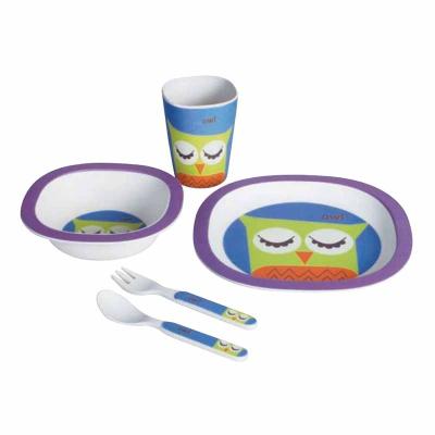 China Factory Price Minimalist High Quality Custom Made Bamboo Fiber Tableware Set For Baby for sale