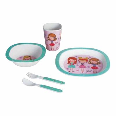 China Health Material Quality Assurance Minimalist Natural Bamboo Fiber Baby Tableware Set for sale