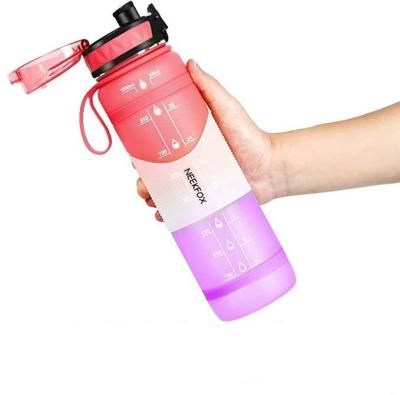 China 32OZ Tritan Viable Water Bottles For Sports Fitness Gym Workout Reusable And BPA Free Motivational Plastic Tritan With Time Maker for sale