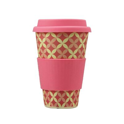 China 12oz 14ozbiodegradable bamboo fiber coffee travel mug sustainable mug for sale