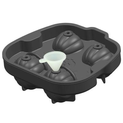 China Viable Black Silicone Halloween Pumpkin Ice Cube Mold Trays With Funnel For Cocktail Party for sale