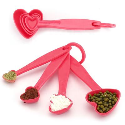 China Sustainable Cooking Tools Heart Shape 4Pcs Plastic Doser Set for sale