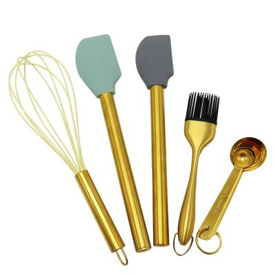 China Food Grade Viable Silicone Tools Silicone Spatula Brush Egg Beater Baking Set for sale