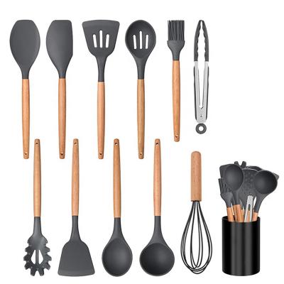 China Sustainable Kitchen Silicone Utensils Heat Resistant Instruments Tools Non-Stick Kitchen Cookware Set for sale