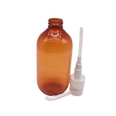 China Personal Care 400ml Empty Roller Frosted White Amber Soap Dispenser Bottles With Long Mouth Lotion Pump for sale