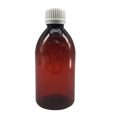 China 8oz 250ml Pharmaceutical Medicine Packaging Without Marking Cough Syrup Plastic Bottles With Tamper Proof Cap for sale