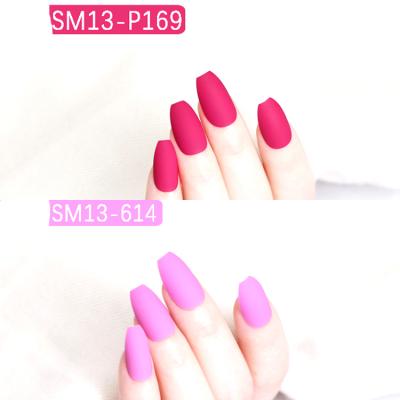 China Light Design Light Coffee Nails Design Solid Matte Matte Finish False Nails Oval Acrylic Nails With Adhesive Tags for sale