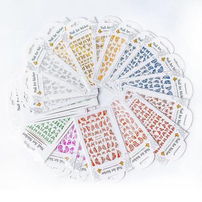 China Hot Selling Fashional Colorful Bling Butterfly Design Adhesive Nail Art Sticker for sale