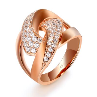 China Vintage Classic Jewelry Silver Gold Plated Engagement Ring Women Cubic Zirconia Stacking Knot Ring for sale