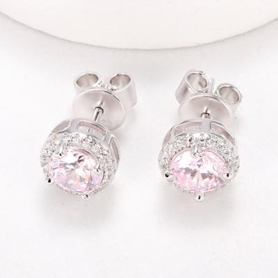 China TRENDY Women Silver Mini Earrings Bride Wedding Zircon Tiny Stud Earrings CZ Gemstone Earring 925 Jewelry for sale